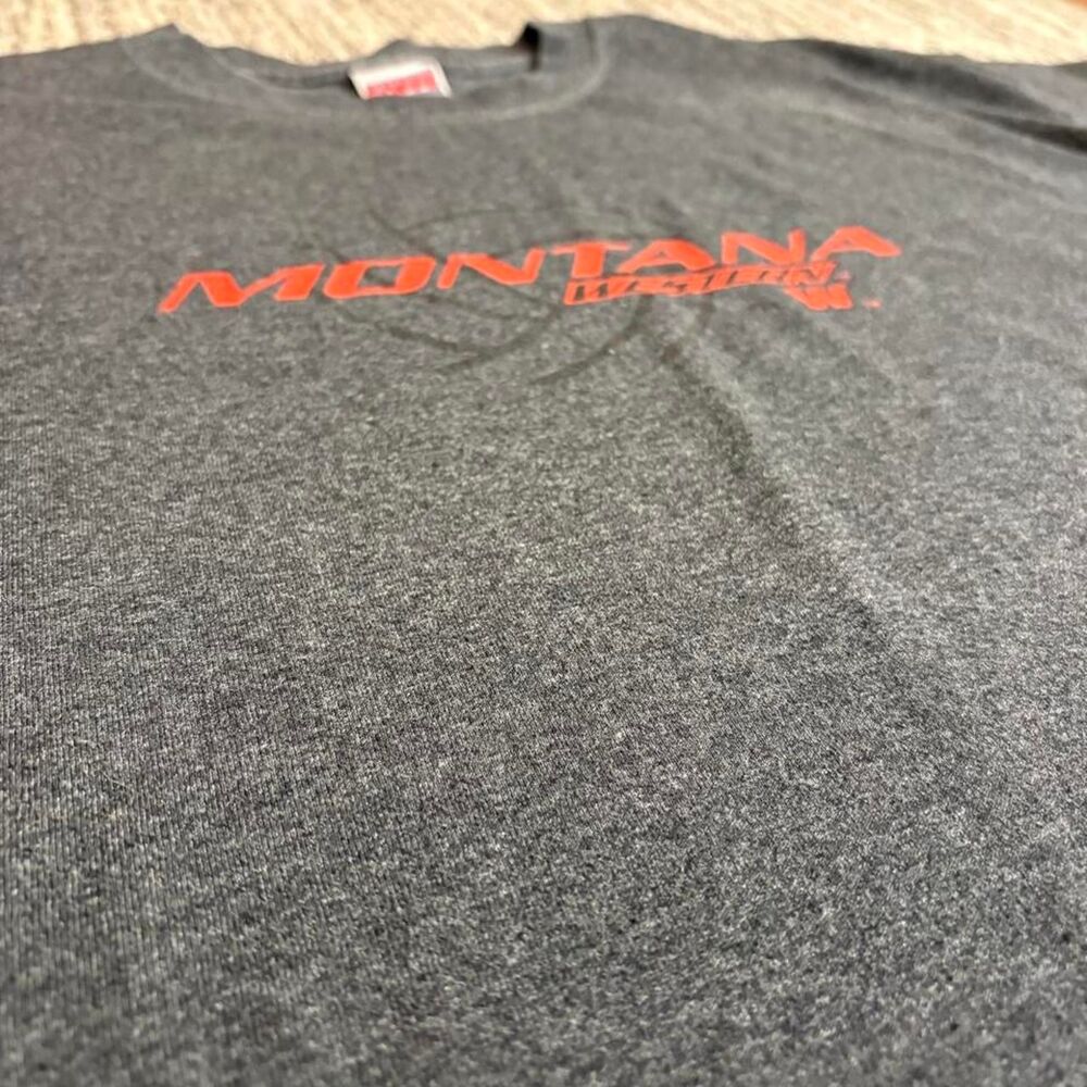 Vintage spellout Montana volleyball Soffe Men's Grey and Black T-shirt